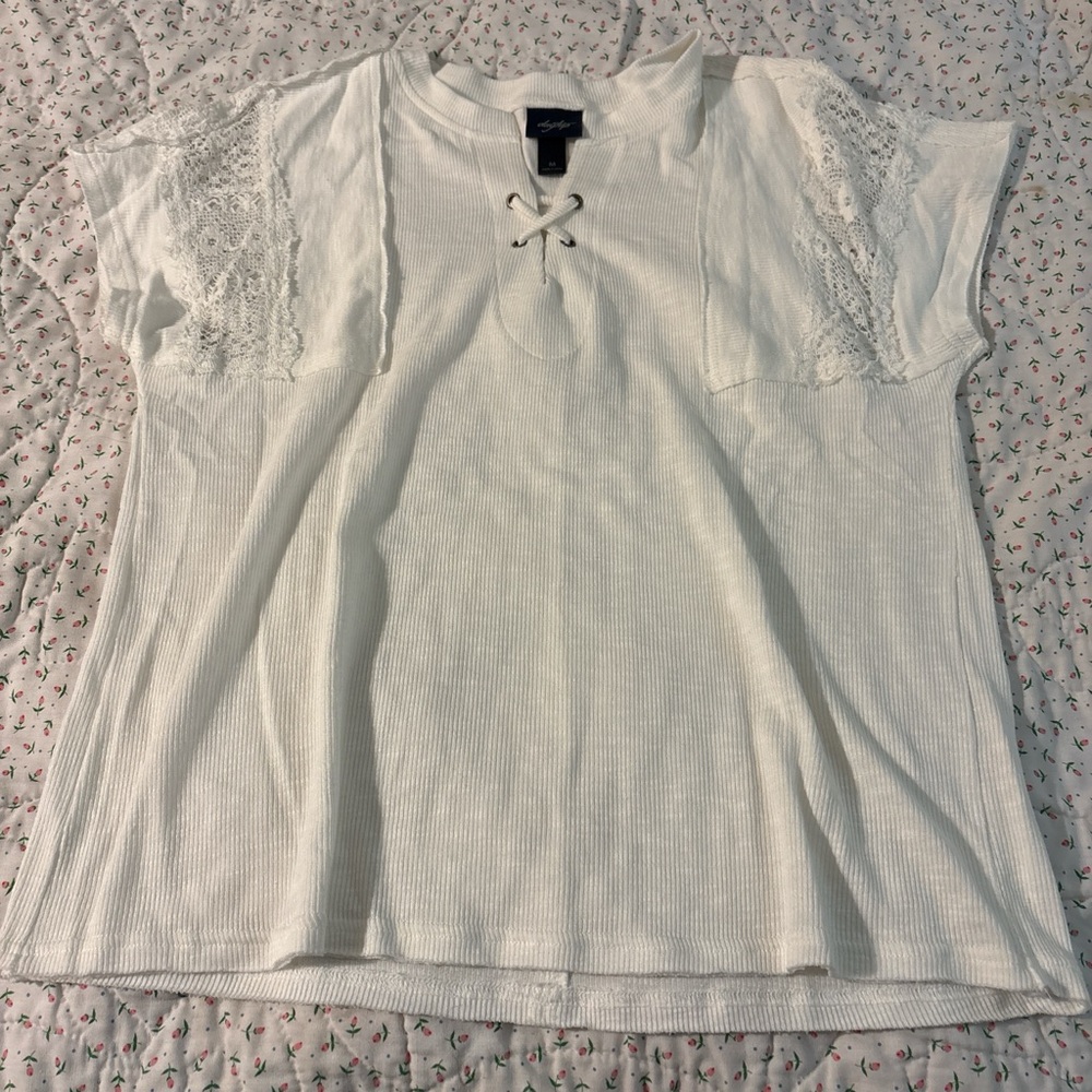 Daytrip White Lace-Up Blouse